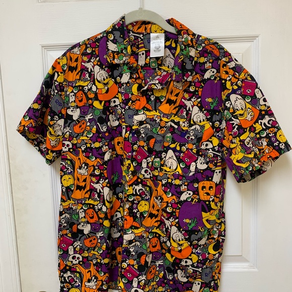 Disney Other - Disney Orange and Purple Casual‎ Button Down Shirt